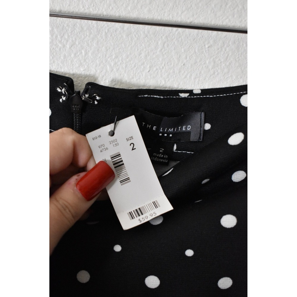 The Limited Pencil Skirt Womens 2‎ Black Polka Dot New Professional Knee Length - Picture 6 of 7